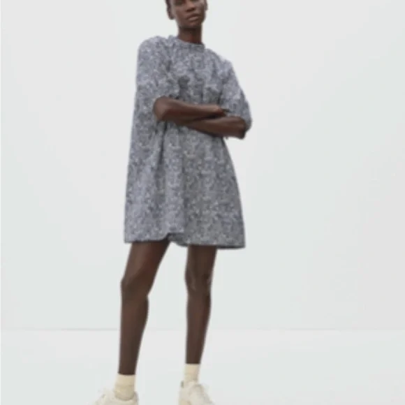 Everlane | Dresses | Everlane Shirred Mini Dress Blue And White Floral  Print | Poshmark